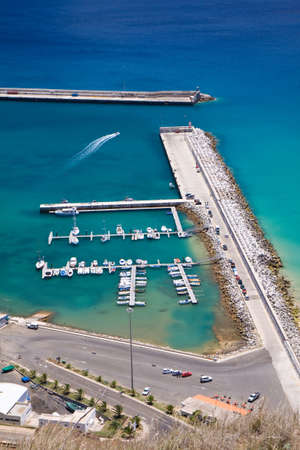 The harbor in Porto Santo, Madeira, Portugal landscapeの写真素材