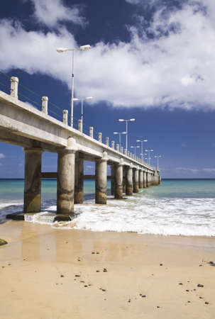 View from the bottom of the pier at Porto Santo in Portugalの写真素材