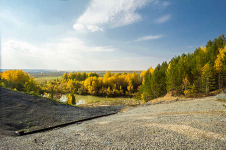 Autumn sketches and landscapes, nature of Siberia, near the city of Tobolskの写真素材