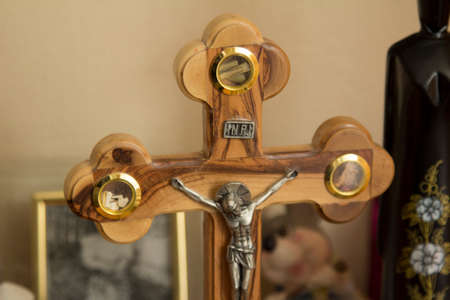 Cross from the Holy Land on a white backgroundの写真素材