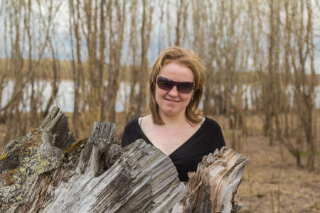 Portrait of a young girl in sunglassesの写真素材