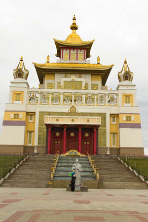 View from the main entrance to the central Buddhist templeの写真素材