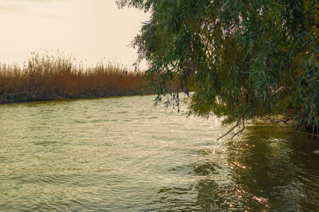 Natural landscape of the Volga river inflow
