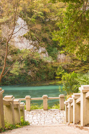 Travel Republic of Abkhazia  Mountain river flowing through the city parkの写真素材
