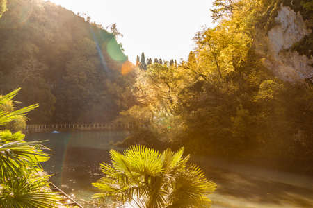 Travel Republic of Abkhazia  Mountain river flowing through the city parkの写真素材