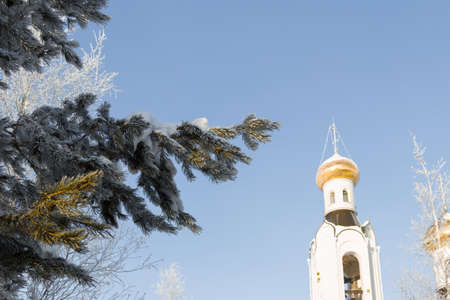 A cold frosty morning, the Orthodox Christian churches