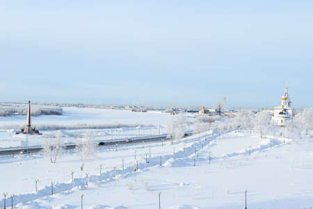 A cold frosty morning, the Orthodox Christian churchesの写真素材