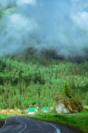 Republic of Altai Mountains paved road called Chuiski stretches to the Mongolian border