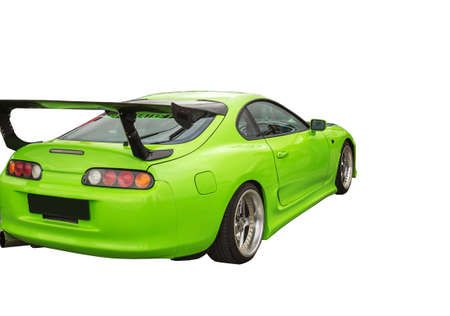 Sports car green color on a white backgroundの写真素材