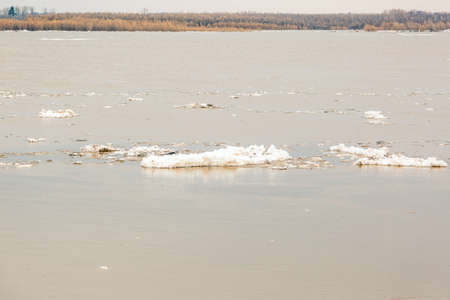 Ice drift on the Ob riverの写真素材