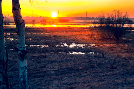 Sunrise over the channelの写真素材