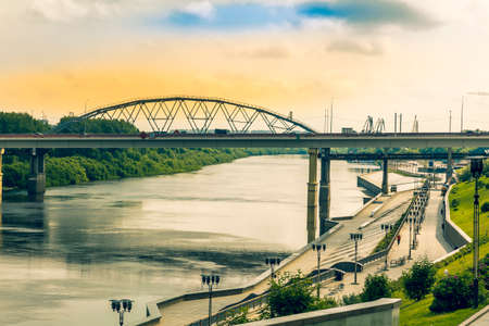 Early morning on the city waterfront newly builtの写真素材