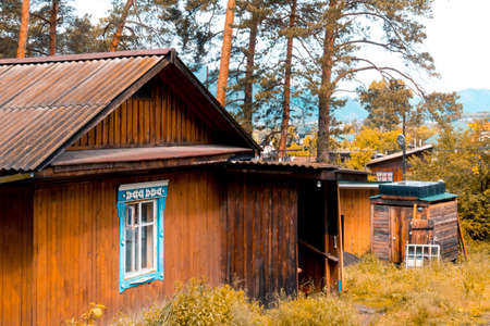 Log house of an old village wooden house