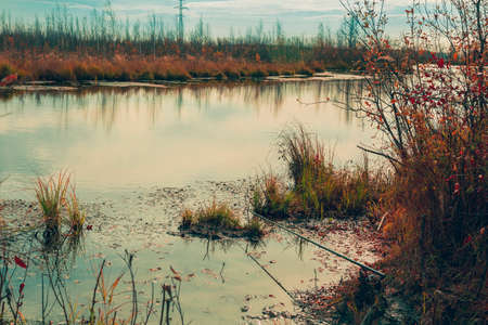 Fishing gear abandoned in the water and you can see a float in the distanceの写真素材
