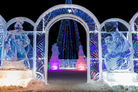 Christmas ice town in the night lights