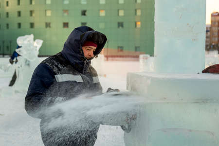 Workman assembler customize chainsaw ice plateの写真素材