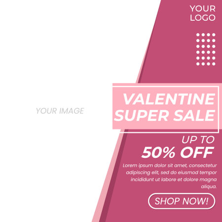 Valentine's day sale twibbon banner template design with pink and white backgroundのイラスト素材