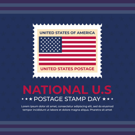 United States of America postage stamp vector illustration. USA Independence Day.のイラスト素材