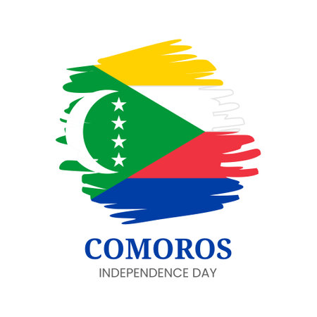 Comoros flag with brush stroke vector illustration on a white background.のイラスト素材
