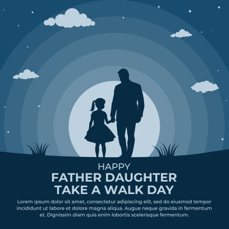 Vector Graphic of National Father Daughter Take a Walk Dayのイラスト素材
