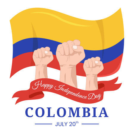 Happy Colombia Independence Day greeting card, banner, poster. Vector illustrationのイラスト素材