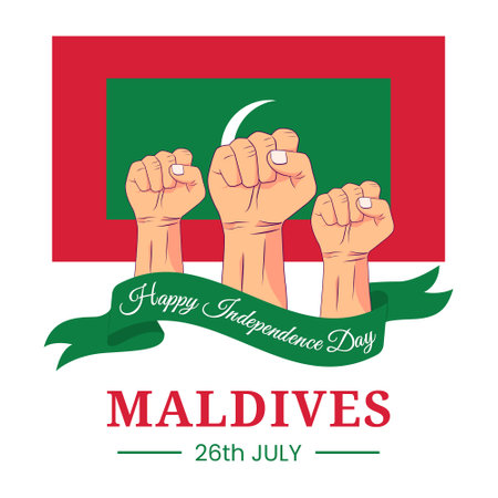 Maldives Independence Day greeting card. Vector illustration on white background.のイラスト素材