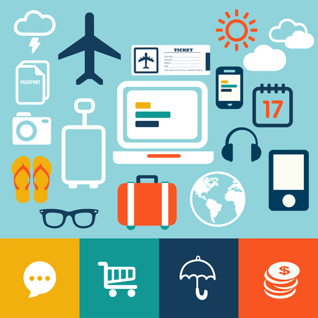 modern flat icon weather and travel collectionのイラスト素材