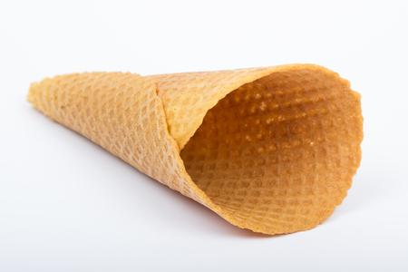 Ice cream wafer cone close-upの写真素材