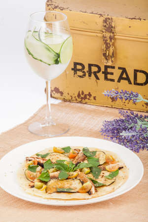 Tasty and healthy omelette with vegetables.の写真素材