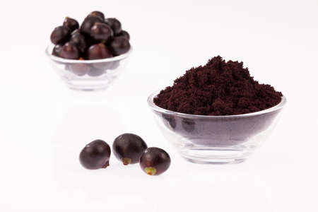 Fruit and acai powder - Euterpe oleracea.の写真素材