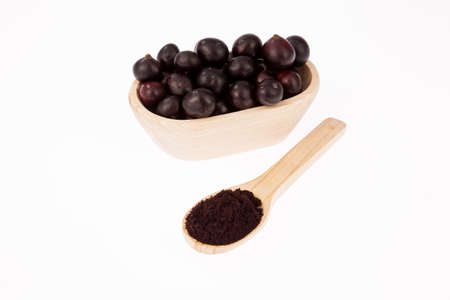 Fruit and acai powder - Euterpe oleracea.の写真素材