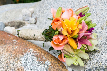 Beautiful bouquet for the bride on wedding day.の写真素材