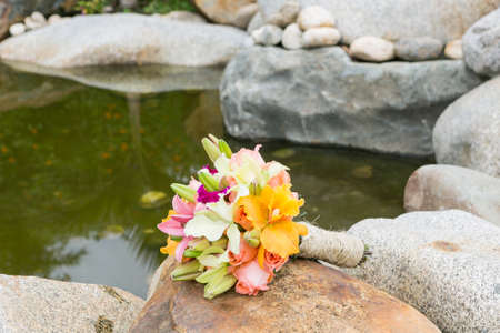 Beautiful bouquet for the bride on wedding day.の写真素材