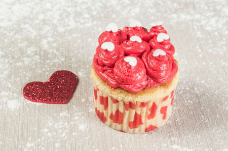 Tasty homemade cupcakes decorated for valentines day.の写真素材