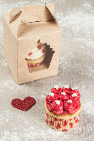 Tasty homemade cupcakes decorated for valentines day.の写真素材
