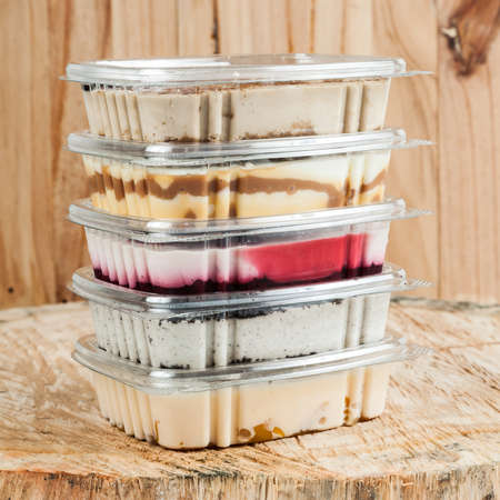 Panna cotta - desserts of different flavors and presentation.の写真素材