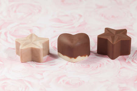 Present To Share; Tasty Chocolates With Star And Heart Shapes.