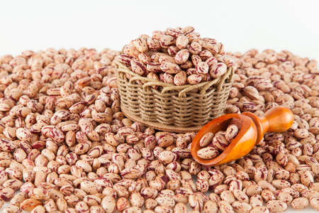 Pinto beans, a legume native to the American continent; photo on white background.の写真素材