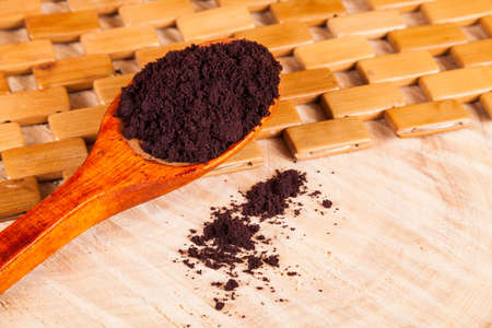 Powder gives acai Brazilian fruit - Euterpe oleracea.の写真素材