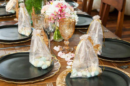 Decoration of party; Souvenir detail for guests at the reception of a social event.
