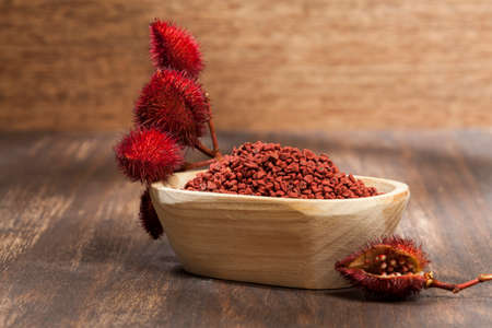 Bixa Orellana - Organic annatto; Is a seasoning and food coloring.の写真素材