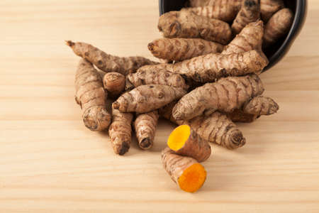 Organic Turmeric Roots - Curcuma Longa; Healthy Food.の写真素材