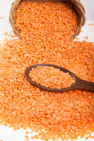 Very Healthy Food; Raw Peeled Red Lentilsの写真素材