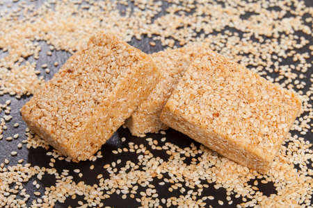 Edible White Sesame Seeds - Sesame Bars With Honeyの写真素材