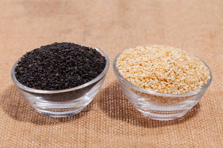 White sesame and black sesame seed - Sesamum indicumの写真素材