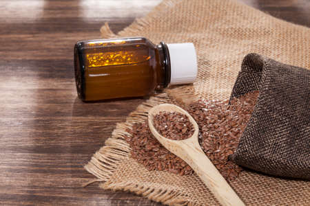 Linum Usitatissimum - Organic Linseed Oil And Flax Seedsの写真素材