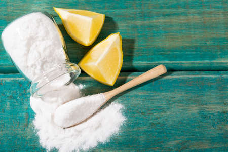 Baking Soda In Powder with Meyer Lemonの写真素材