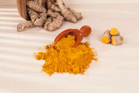 Turmeric - Curcuma longa root and turmeric powder for alternative medicine.