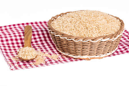 Raw Brown Rice - Basic Cereal For Food; Photo On White Backgroundの写真素材