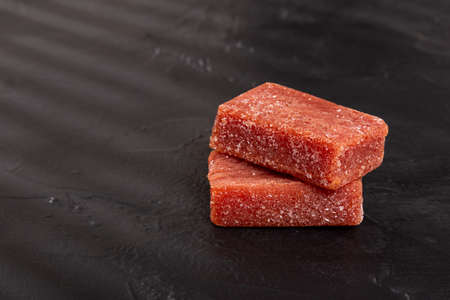 Sweet Soft Pasty Guava; Photo On Black Backgroundの写真素材